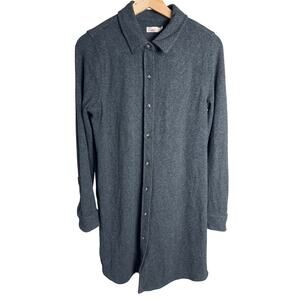 Faherty Medium Heather Gray Legend Sweater Dress Button Down